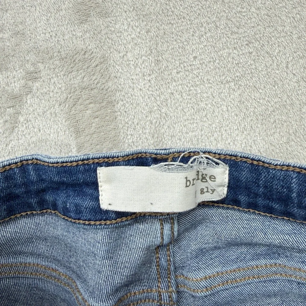 Bridge by Gly Jeans Women's 23 Super Flare Blue Hi Rise Raw Hem Retro Boho Denim - Picture 3 of 10